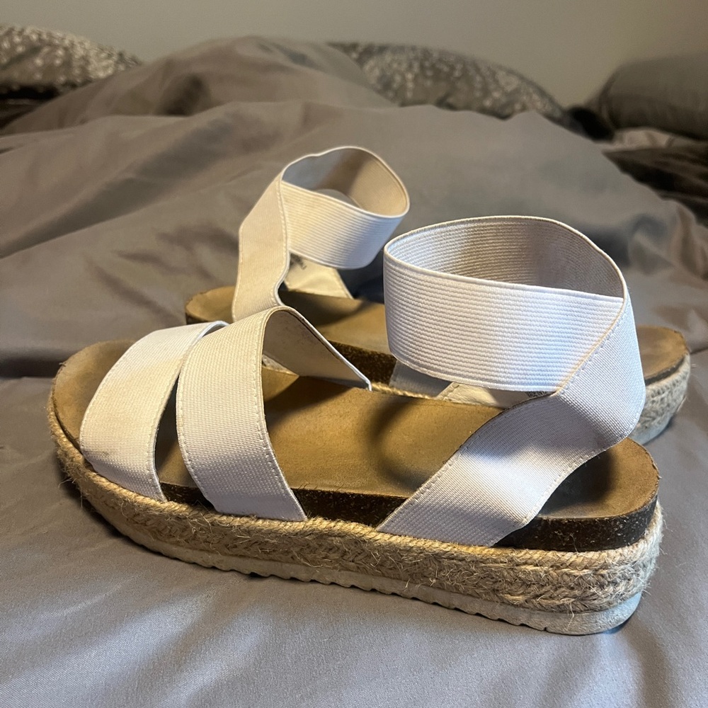 White cushionaire platform espadrille sandals